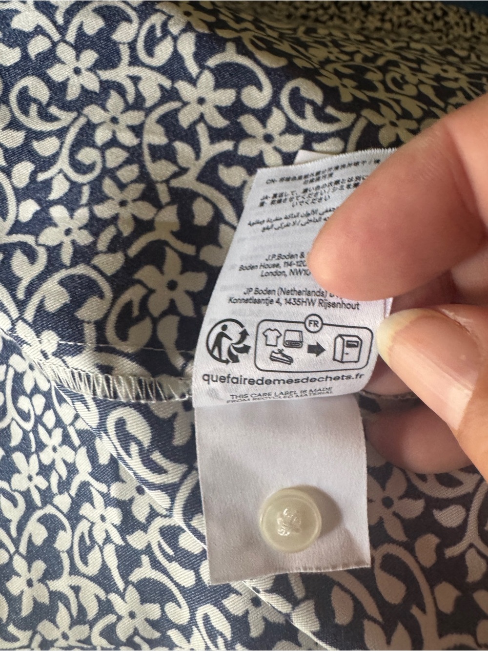 Boden Navy and White Floral Midi Shirt Dress - Picture 12 of 14